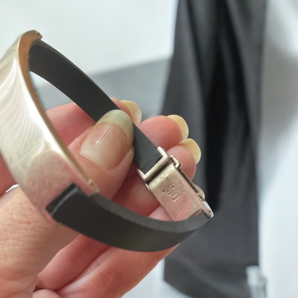 AUTHENTIC GUCCI STERLING SILVER BRACELET - BLACK - Picture 4 of 6